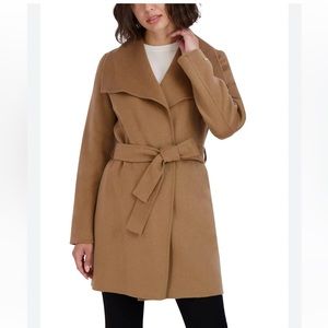 TAHARI DOUBLE FACE LIGHTWEIGHT WOOL WRAP COAT